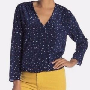 Madewell 100% silk Navy Heart Blouse XS
